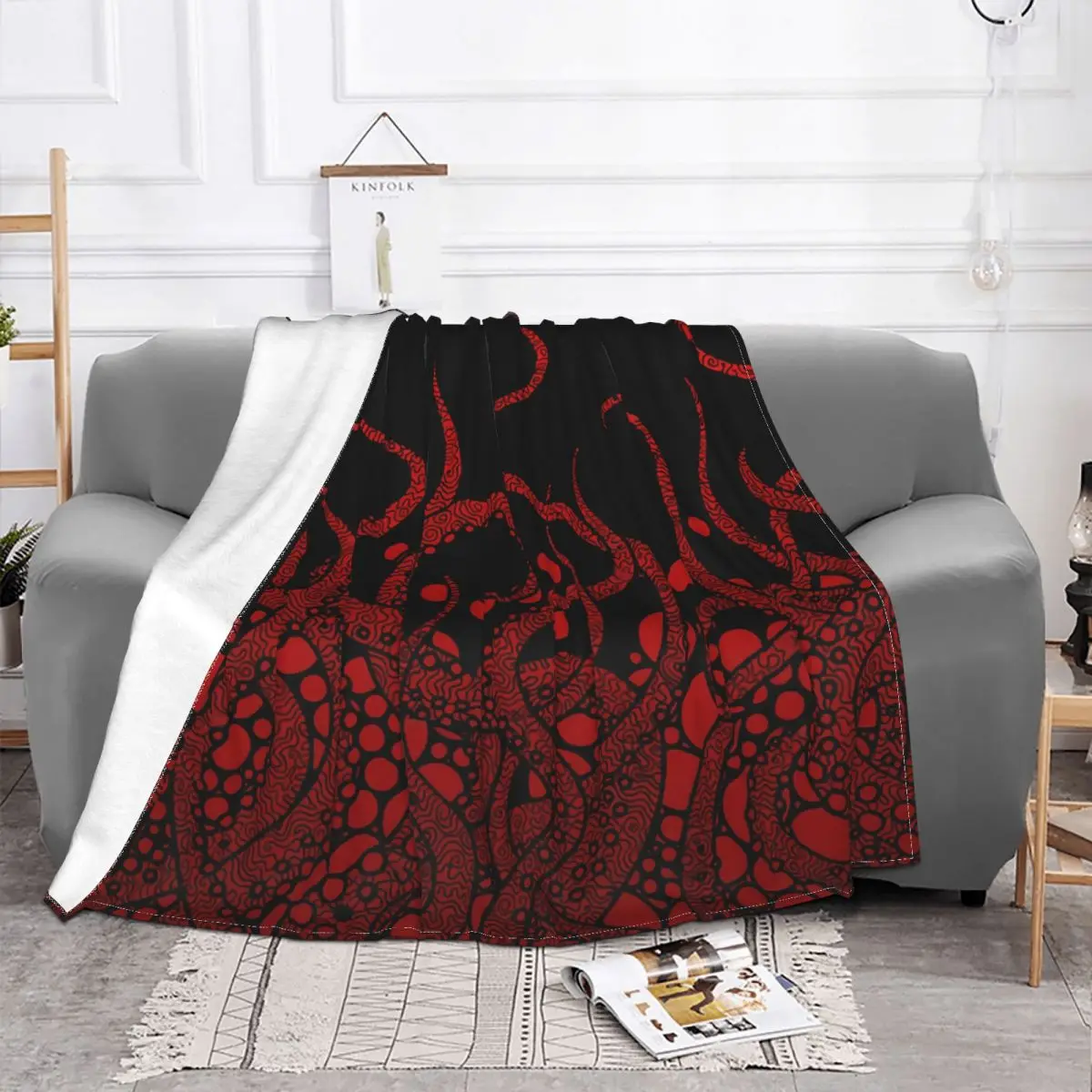 Cthulhu Mythos Blankets Red Tentacles Coral Fleece Plush Decoration Bedroom Bedding Couch Bedspread