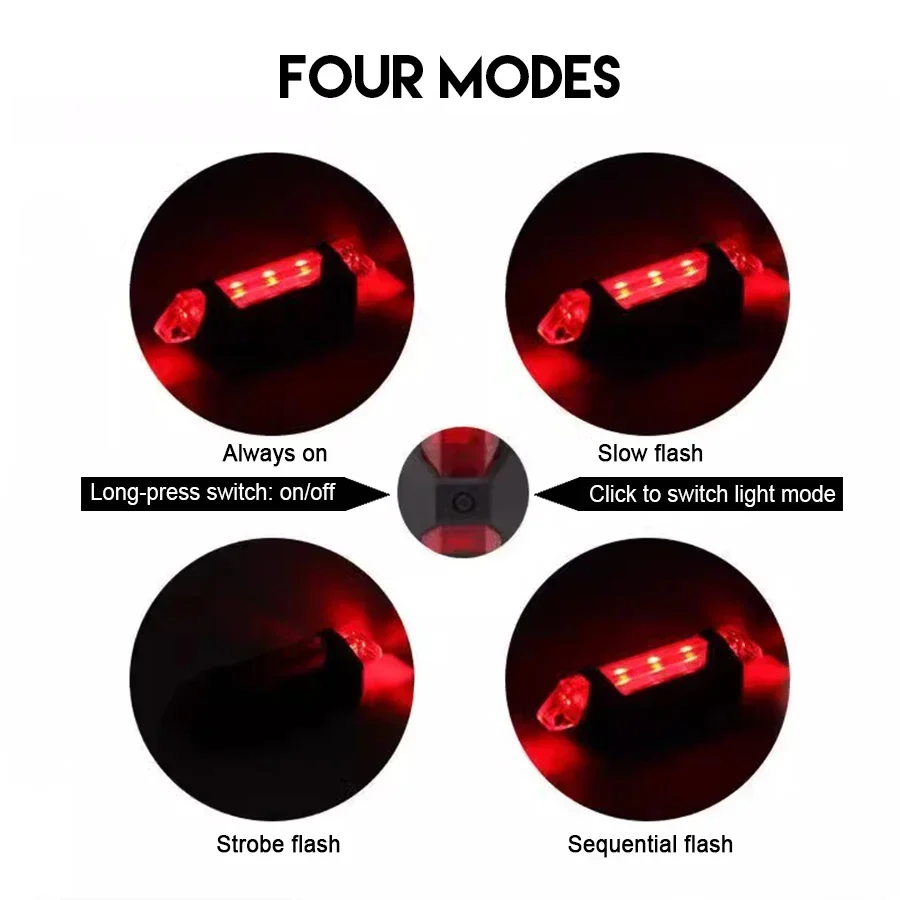 Bike Light Set Front Light with Taillight USB Rechargeable Easy To Install 3 Modes Bicycle Accessories for The Bicycle Road MTB