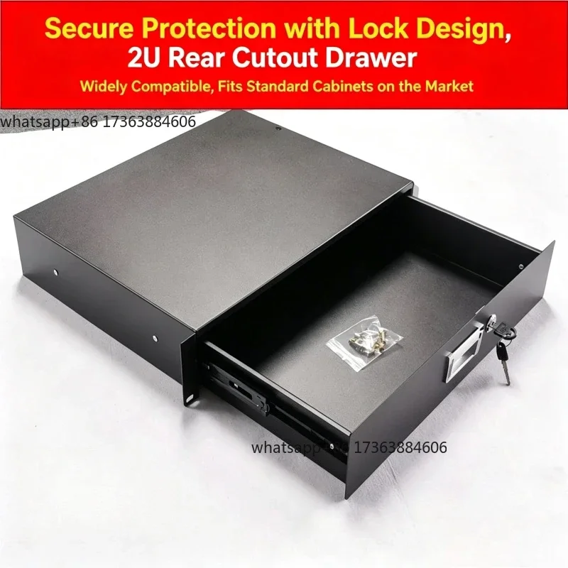 1U 2U 3U Rack Mount Drawer, 19 Inch Standard Flight Case Cabinet Drawer, Rear Hole Wiring Microphone Storage Drawer