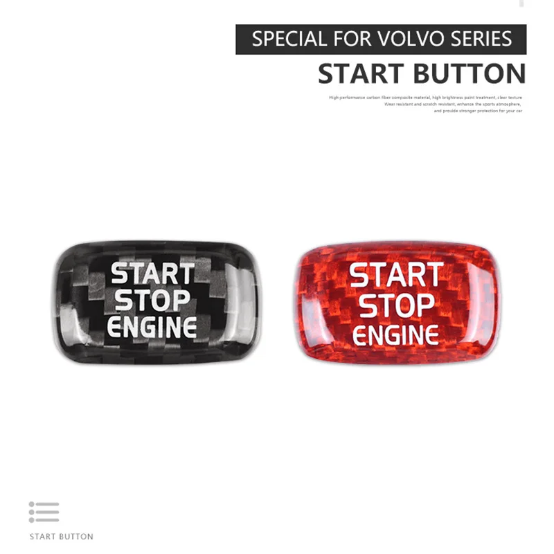 For Volvo V40 Car Engine Start Stop Button Cover Real Carbon Fiber Sticker 2013 2014 2015 2016 2017 2018 2019