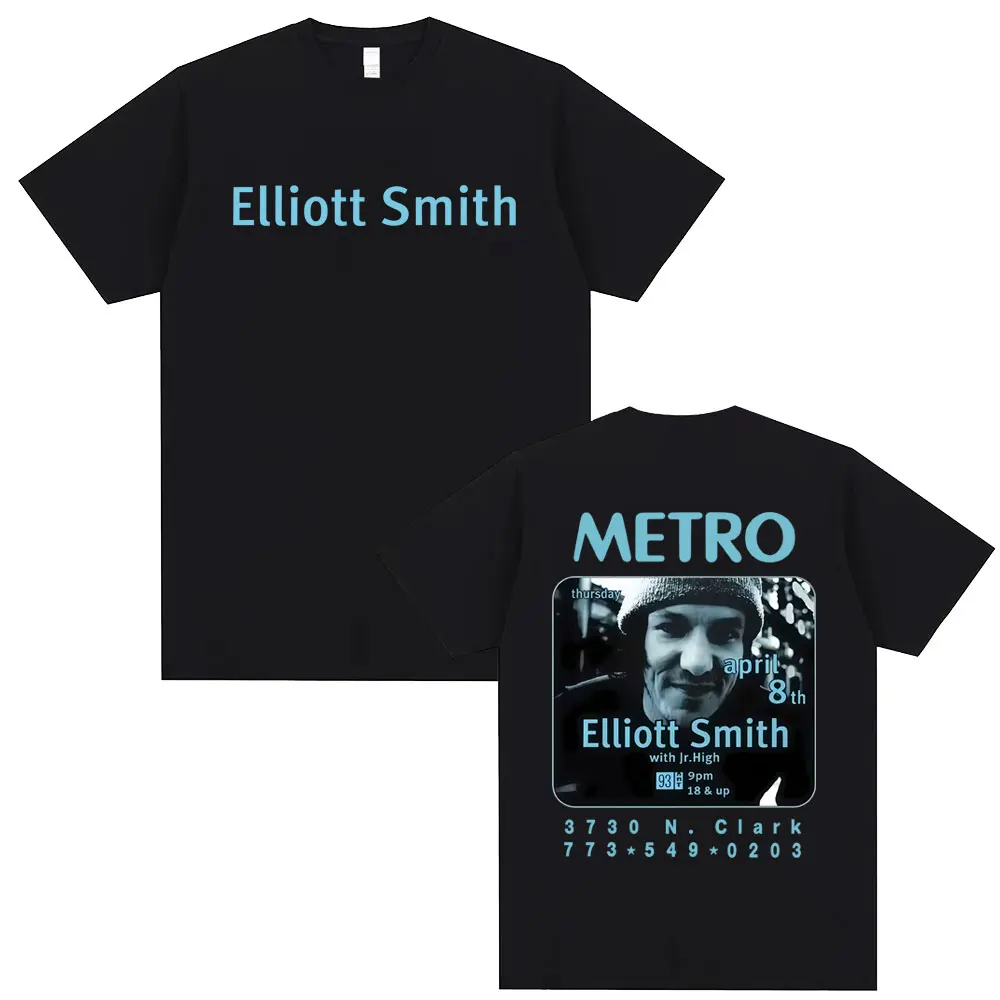 

Singer Elliott Smith Concert Tour T-shirts Men Women Fashion Vintage Oversized Short Sleeve T Shirt Men's Casual Cotton T-Shirt