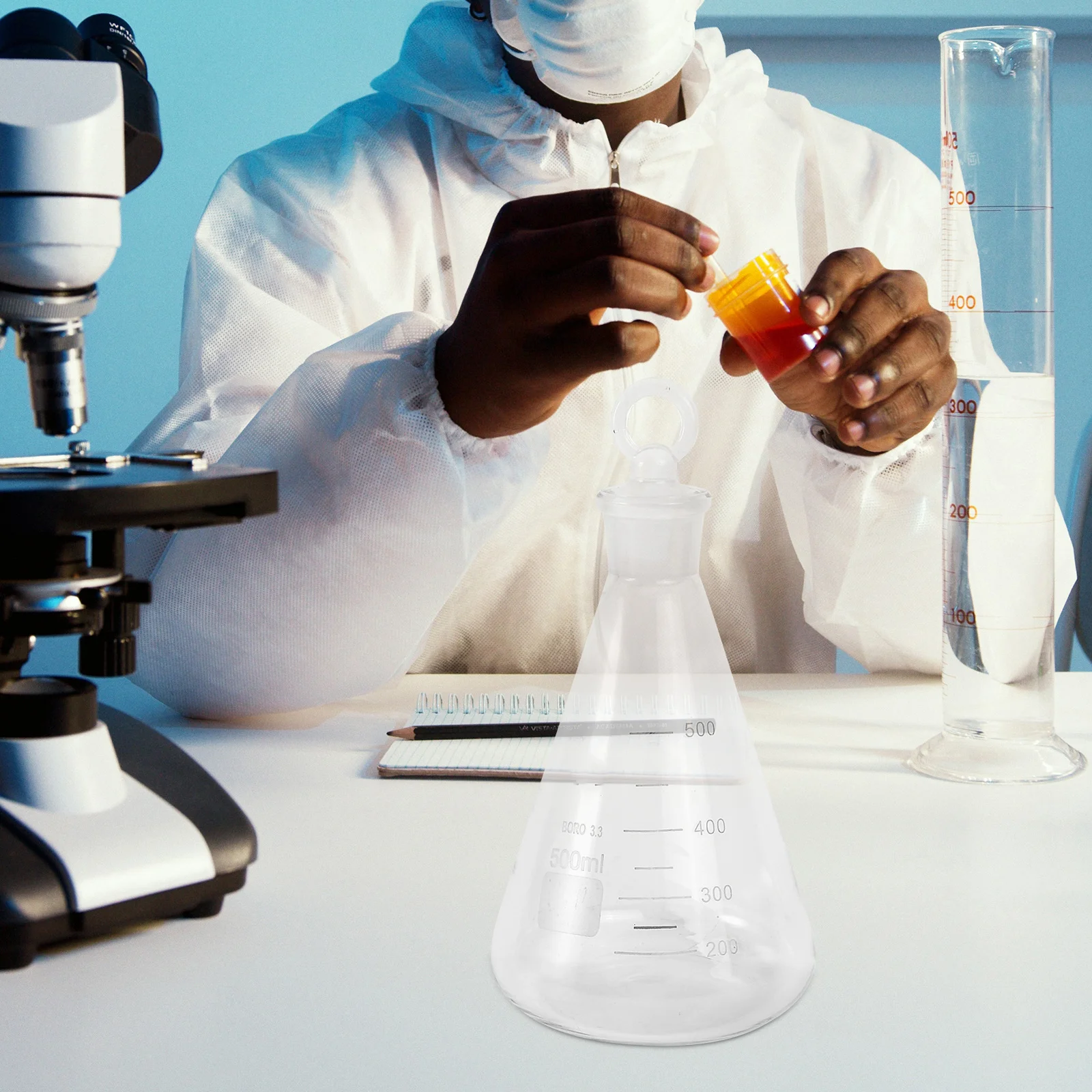 

1Pcs Conical Glass Flask Eco-Friendly Smooth Surface Safe Odorless Chemistry Experiment Flask for School Laboratory Use