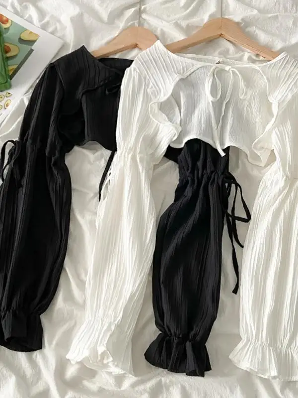 

Women's Summer Design Sense Belted Short Outerwear Long Sleeve Outer 2026 New Style Layered Top Sun Protection