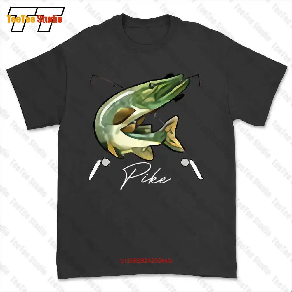 Fishing Fishermen Pike Jumping After Lure 2 Sides T-shirt Tee AWLO