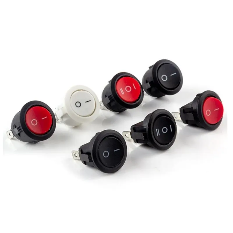 

5/10Pcs KCD1 2Pin 3Pin 20mm on-Off on-Off-On SPST Round Rocker Switch 10A/250V Push Button Switch Self-locking/Latching
