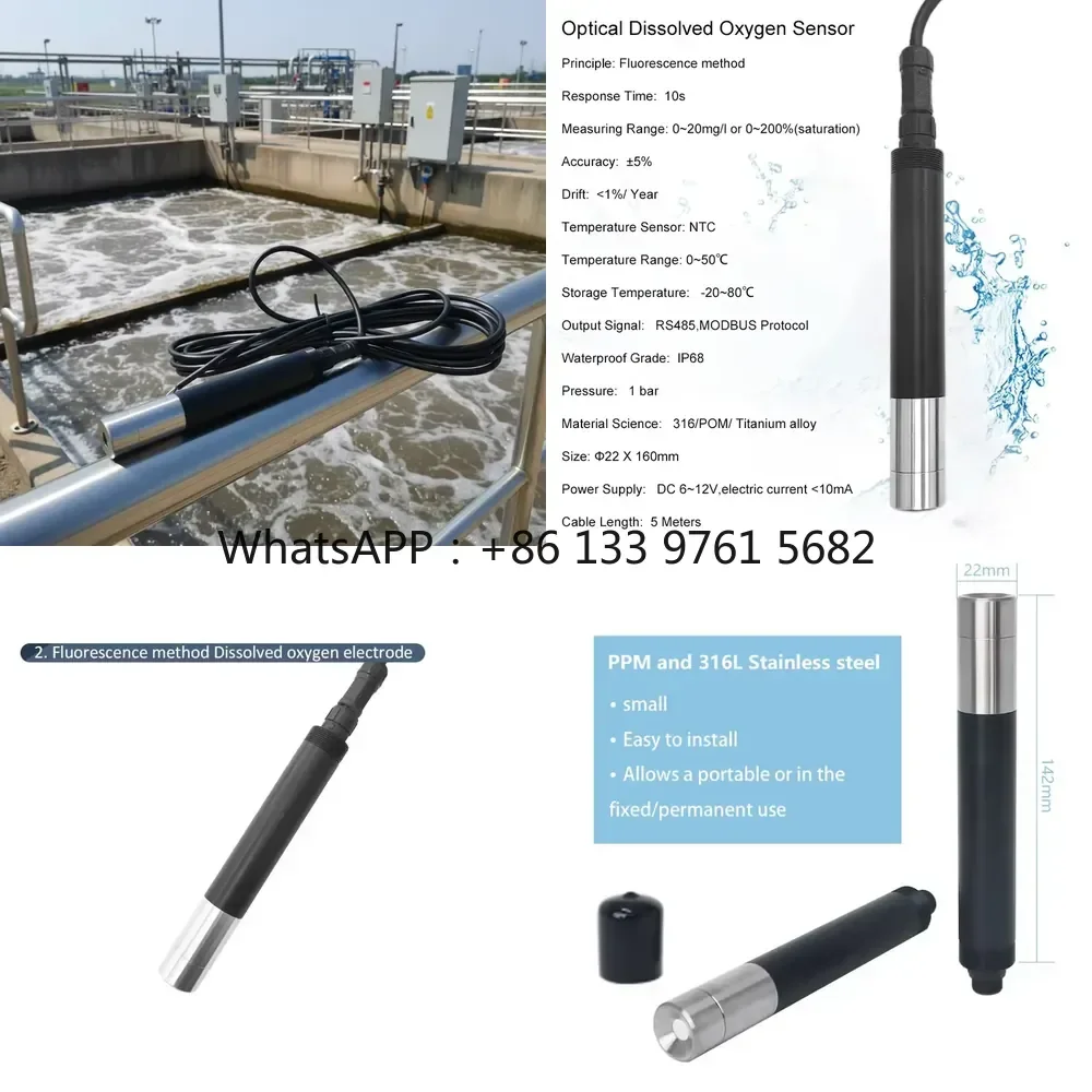 WSQ Optical Dissolved Sensor DO Probe for Water Quality Monitoring Aquaculture Wastewater and Industrial Process