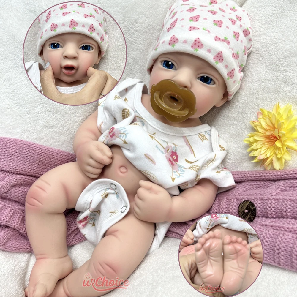 

44cm Nanny Training Silicone Reborn Baby Girl With Blue Eyes Lifelike Washable Doll Flexible Limbs for Professional Caregivers