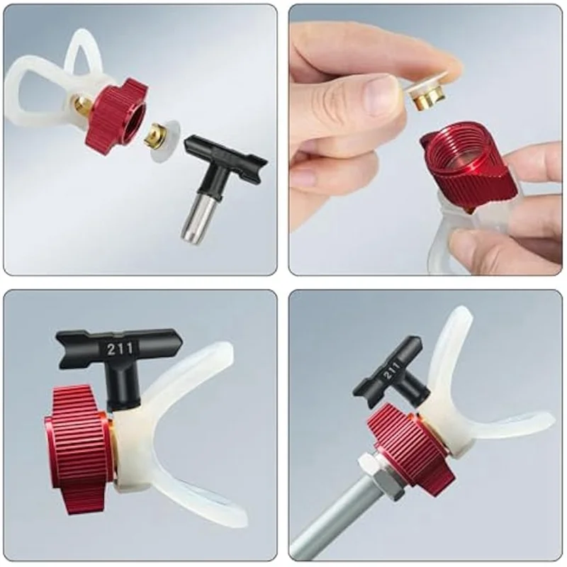 

A52I-Airless Sprayer Paint Tips Reversible Sprayer Tip Nozzles Airless Extension Pole With Nozzle Guards & Sprayer Filters