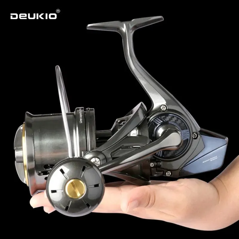 DEUKIO Long Shoot – Carrete giratorio de aluminio para agua salada - imagen 3