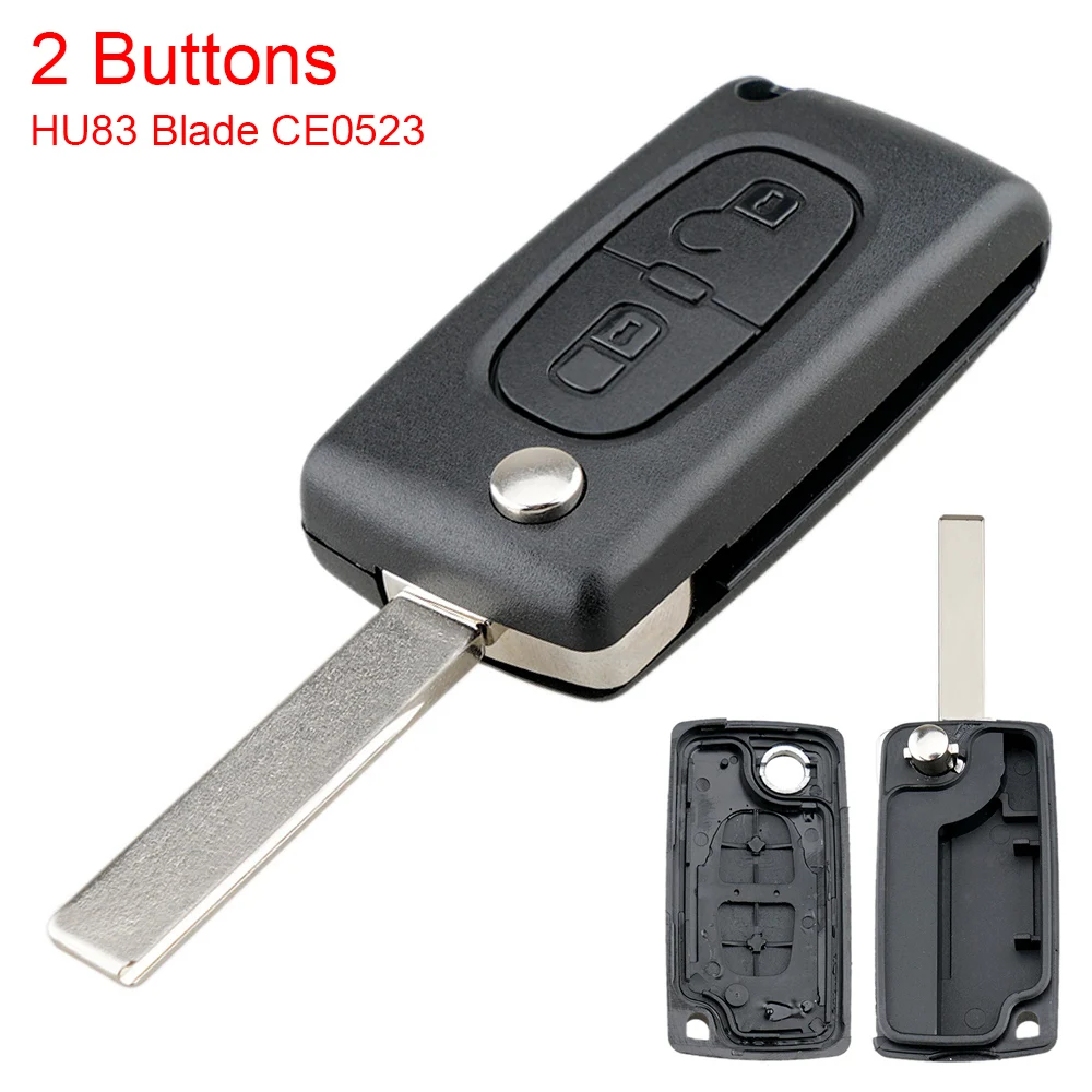 

2 Buttons Entry Replacement Flip Folding Car Key Shell Case Fit for Citroen C2 C3 C4 C5 C6 with Uncut Car Flip Key