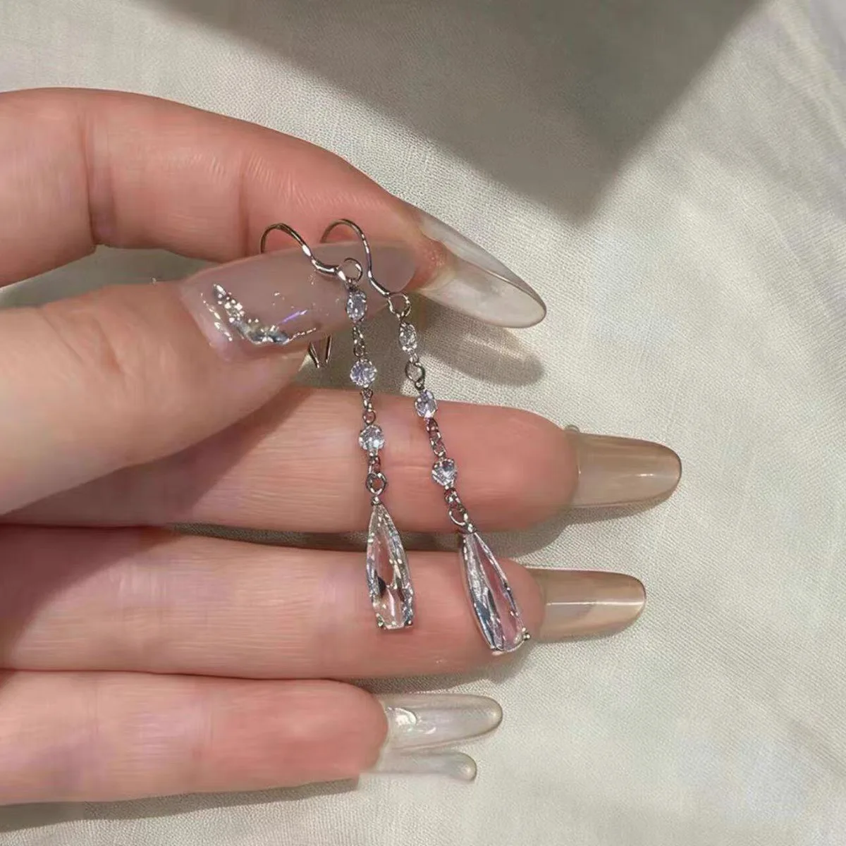 VENTFILLE 925 Sterling Silver Water Droplet Fringe Earrings For Women Ear Hook Shiny Fashion Jewelry Droipshipping Wholesale