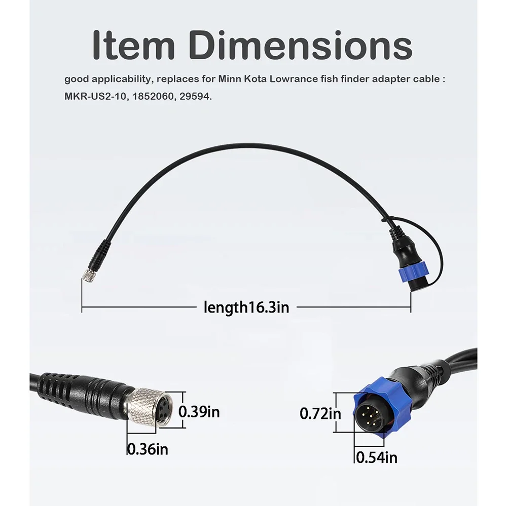 for Lowrance Fish Finder US2 Sonar Transducer on Minn Kota Trolling Motor MKR-US2-10 Universal Sonar 2 Adaptor Cable for 1852060
