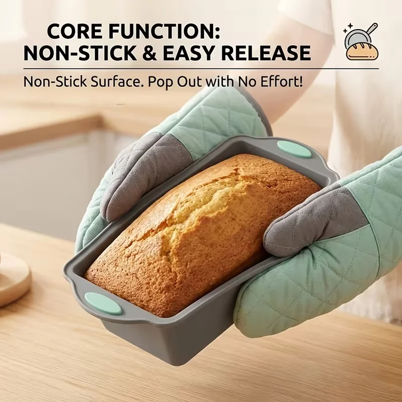 1/2 Stück 10,23 Zoll Silikon-Kuchenform-Set - Antihaft-Brotbackformen - Hitzebeständige rechteckige Kuchenform für Toast – Detail 6
