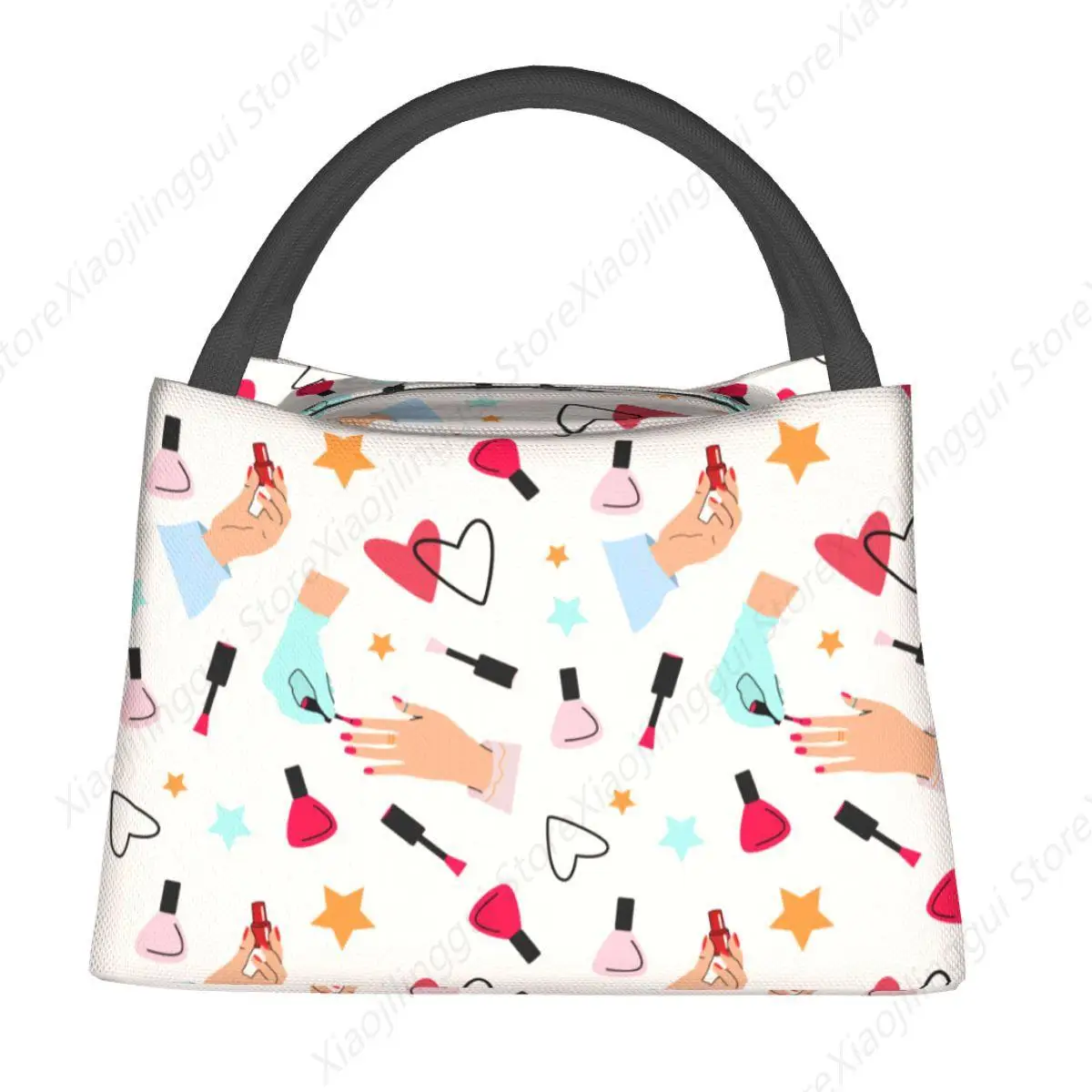 Manicurist Manicure Nail Polish Lunch Bags Portable Insulated Canvas Cooler Thermal Picnic Lunch Box