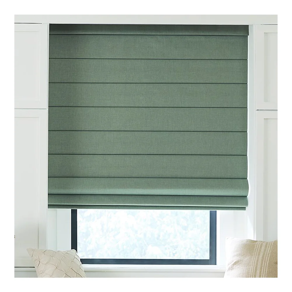 AIROW Luxury Italian Multi Layer Roman Shades Motorized Automated Privacy Window Blinds