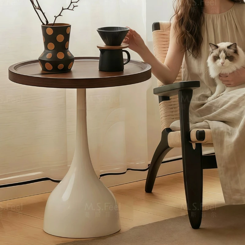 Modern Designer End Table French Vintage Circular Occasional Little Table Wood Funky Bijzet Tafel Woonkamer Home Furniture