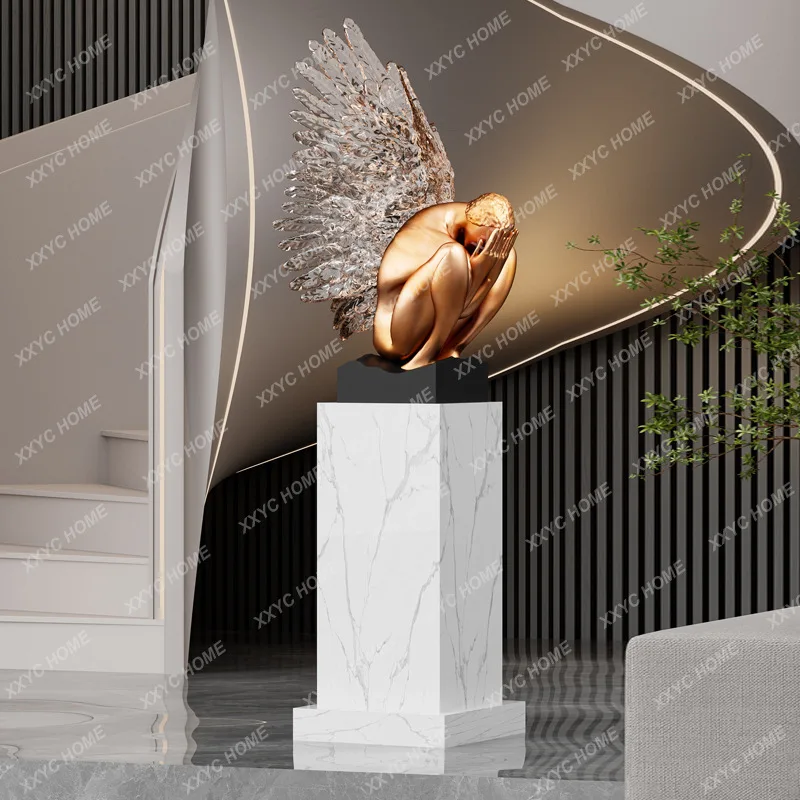 LModern creative abstract sculpture face covering angel figure art ornament hotel villa decoration