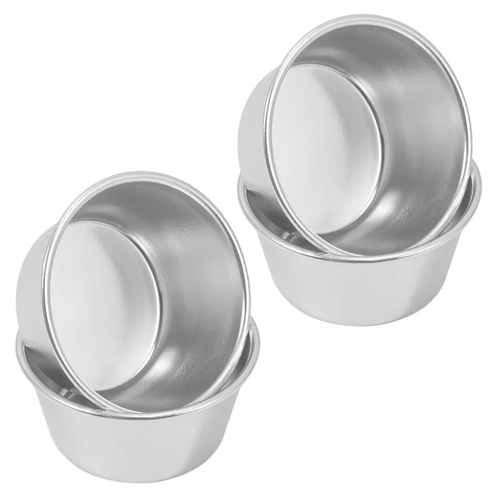 

4Pcs Round Carbon Steel Nonstick Pudding Cups Egg Tart Cake Molds Home Baking Supplies Baking Accessories Pudding Cup
