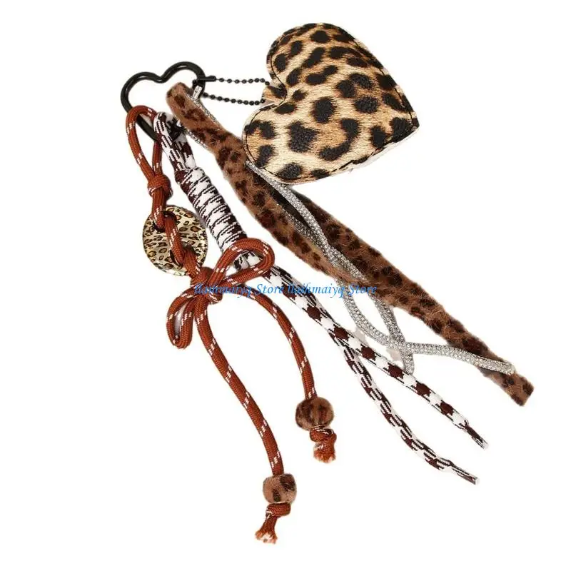 

573B Braided Rope Keychain Heart Bows Bag Pendant Charm Fashion Backpack Accessories for Handbag,Purse Decorations Gifts