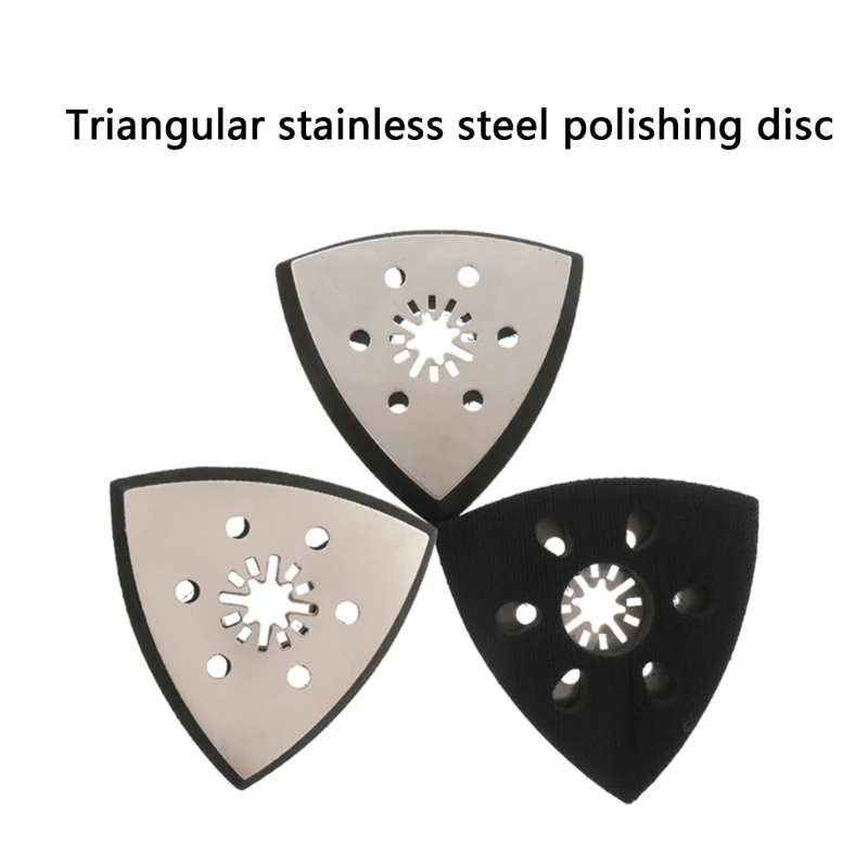  Stainless Steel Triangle Sanding Plate 93mm 6 Holes Nylon Hook Fast Installation