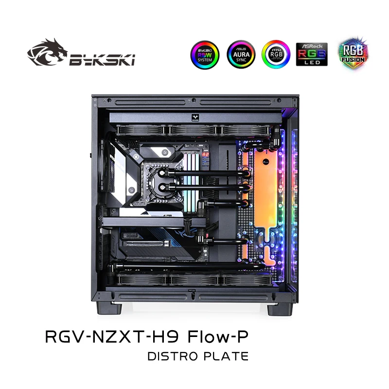 Imagem -05 - Bykski-acrílico Distro Placa Reservatório para Nzxt h9 Fiow p Caixa do Computador Refrigerador de Água Combo Bomba Ddc Rgv-nzxt-h9 Fiow-p