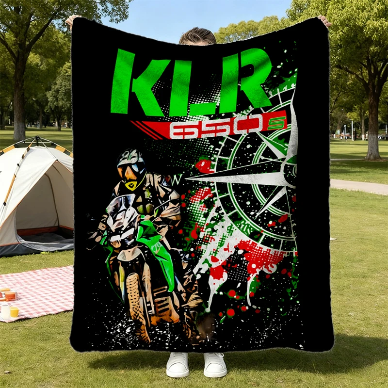 KLR 650 Adventure Motorcycle Flannel Blanket for Dual Sport Riders Rugged Off Road Touring Fan Flannel Throw for KLR Ent