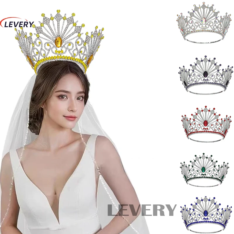 Levery 2024 New  Women Wedding Bridal Tiara Hair Accessories Vintage Crystal Bride Tiaras and  Adjustable Pageant Crowns