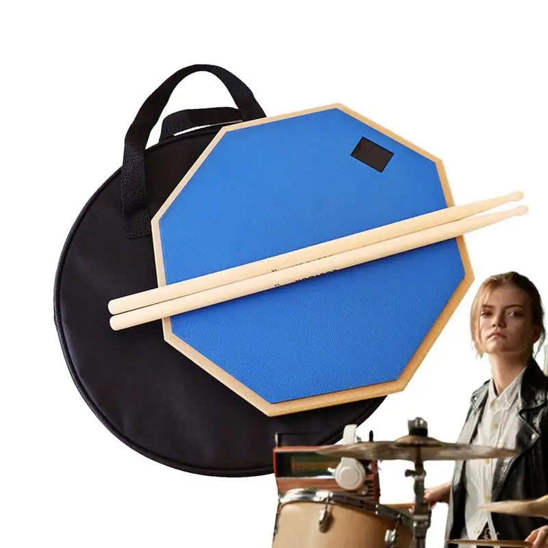 Drum Practice Pad 12Inches Silent Portable Drum Bag Set With Drum Sticks Portable Nonslip Lightweight Shock-Absorbing Drum Pad