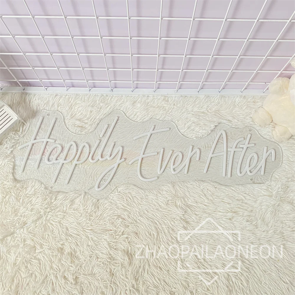 Happily Ever After Neon LED Sign Light, Decoração da parede, Decoração do quarto, Quarto, Casamento, Lâmpadas de festa, USB