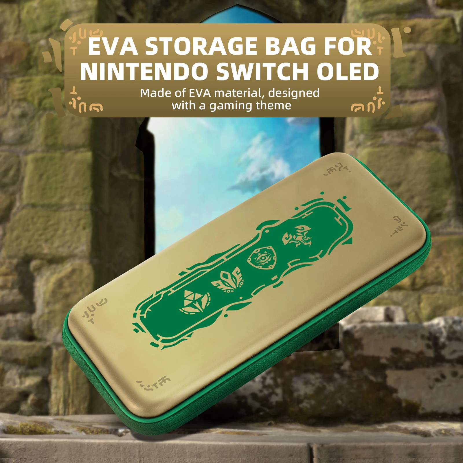 IINE Golden-Green EVA Storage Bag FOR Zelda: Tears of the Kingdom Console Carry Case Compatible Nintendo Switch/OLED