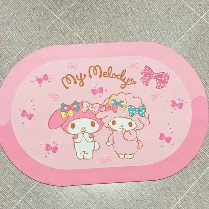 Cute My Melody Bathroom Rug with Rubber Back, Non-slip Diatomite Mat, Super Absorbent Quick Dry Floor Mat