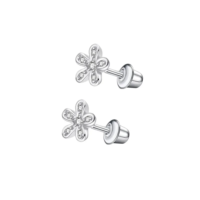 Fashion Stainless Steel Pink Stud Earrings Women INS Butterfly Cross Earbone Nail Cartilage Tragus Ear Piercing Body Jewelry