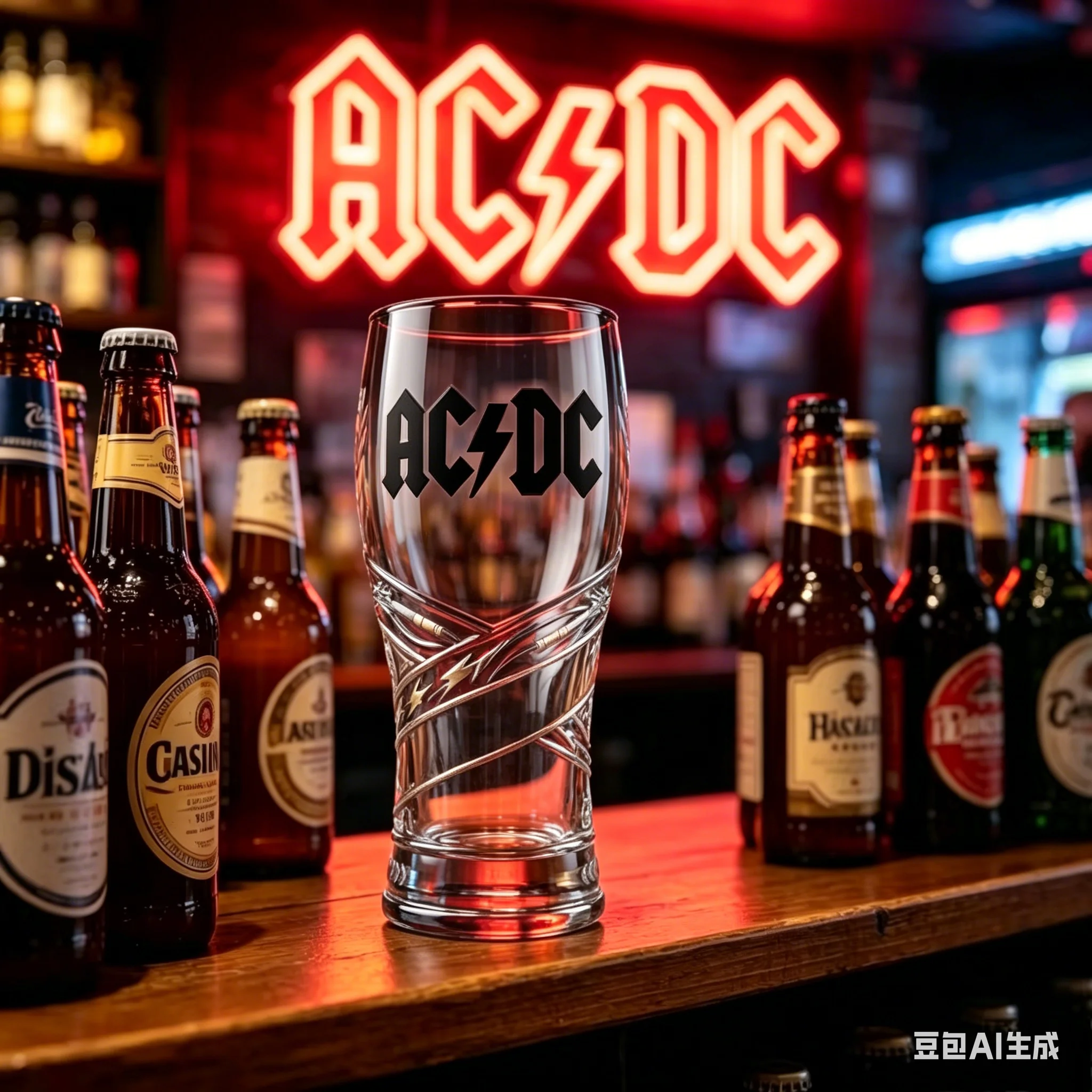 AC/DC 53rd Anniversary 1973-2026 Collectible Blue Pint Glass, Rock Band Themed Drinking Glass