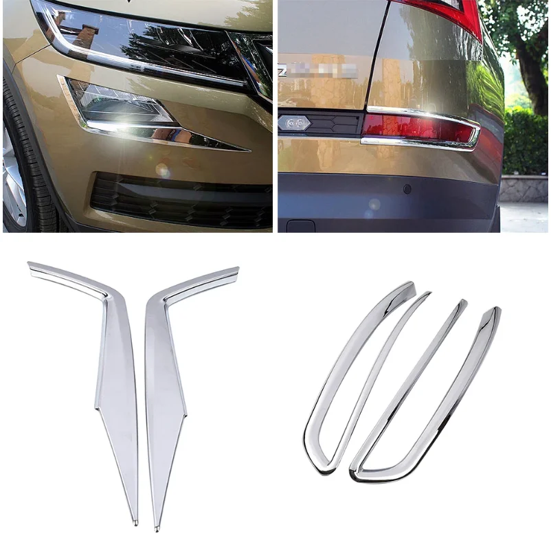 For Skoda Kodiaq 2017-2019 2020 Accessories Fog Lights Lamps Eyelid Eyebrow Decoration Cover Trim Styling