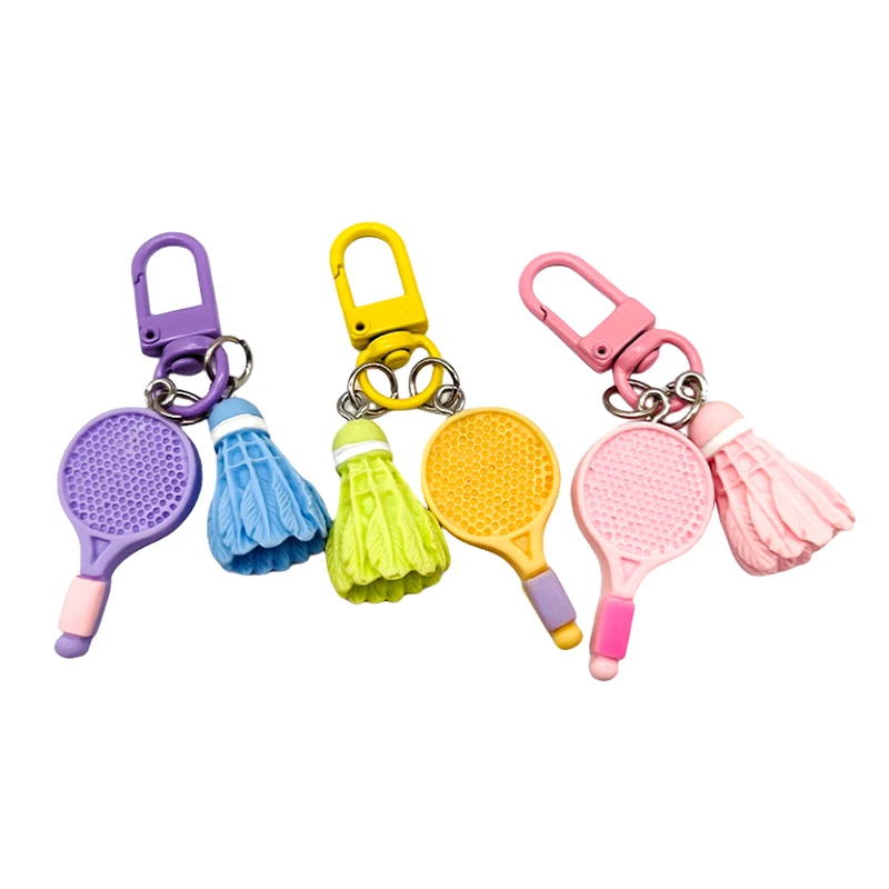 1PC New Keyring Cute Badminton Badminton Racket Keychain Backpack Car Key Ring Hanging Jewelry Charm Pendant