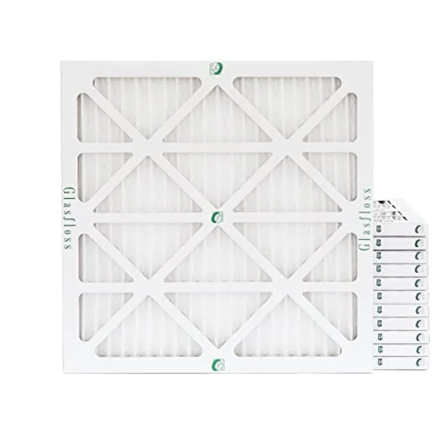 

24x24x1 MERV 10 AC Furnace Air Filters Case of 12 White High Efficiency Filtration Replacement for Home HVAC Systems