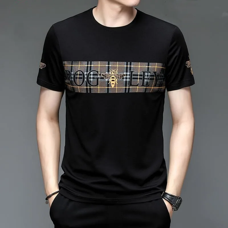 

Summer T Shirt for Men Short Sleeve Fashion Printing Round Neck Graphic Letter Ice Silk Fashion Printing Vintage Casual Tops