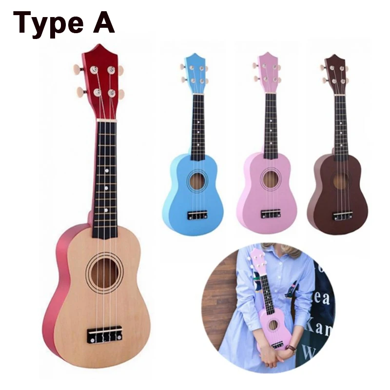 21 Inch Soprano Ukulele Beginners  Hawaii Four String Guitar + String + Pick  Music Instrument