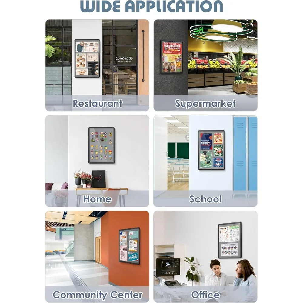 36x24 Lockable Bulletin Board, Shatterproof Felt Pin Board for Office School Home Business Security