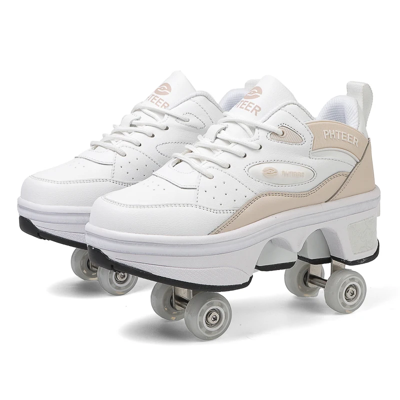 NONE Verformungsschuhe, Roll-Sneaker mit 4-Rad-Skates, für Erwachsene und Kinder, Runaway Parkour Wheels-Schuhe für Damen und Herren, Jugend-Sportschuhe 4
