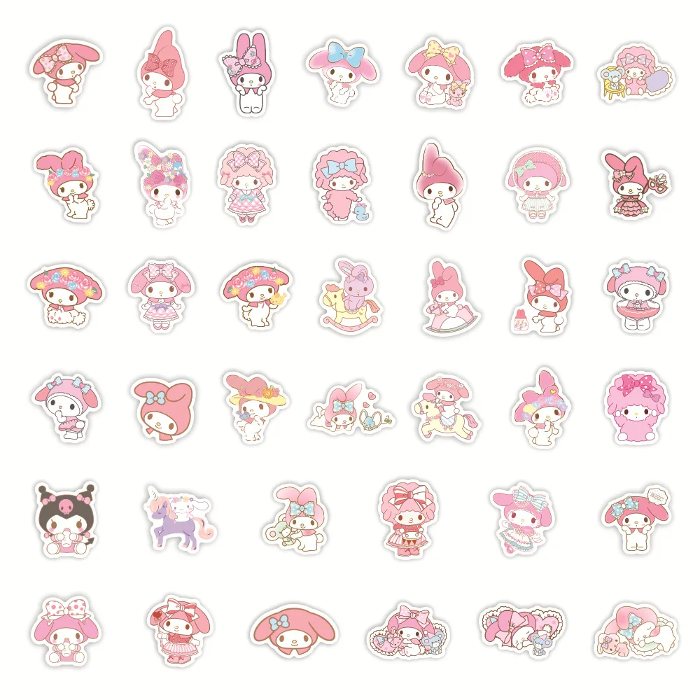 40PCS Sanrio My Melody Stickers Cartoon Melody Rabbit Stickers for Notebook Laptop Suitcase Waterproof Decal Kid Toy Sticker