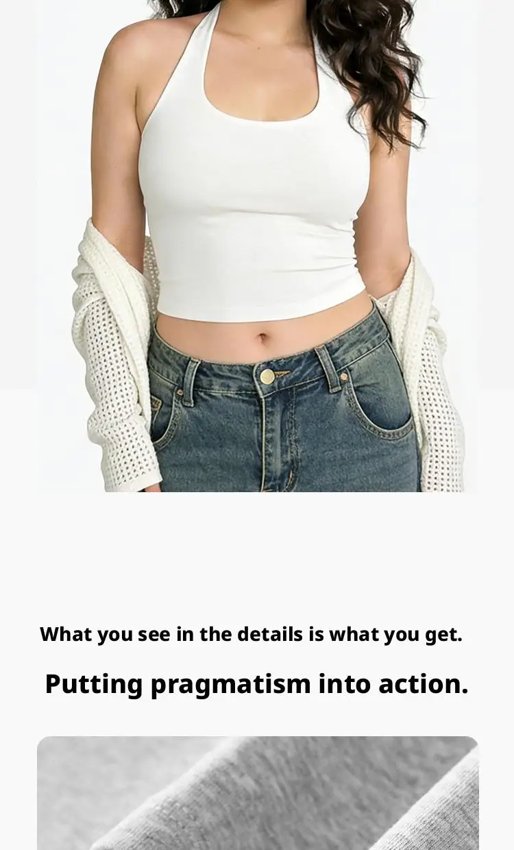 S-3XL Für 40-90kg Übergrößen Neckholder-Camisole-Top für Damen mit Brustpolster, schönem Rückendesign und festem Cup, Tanktops – Detail 17