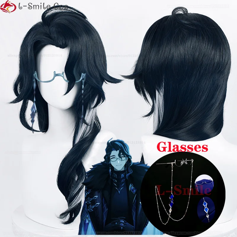 Pantalone Cosplay Wig, Game Fatui, Resistente ao Calor, Cabelo Sintético, Regrador, Perucas de Festa, 55cm