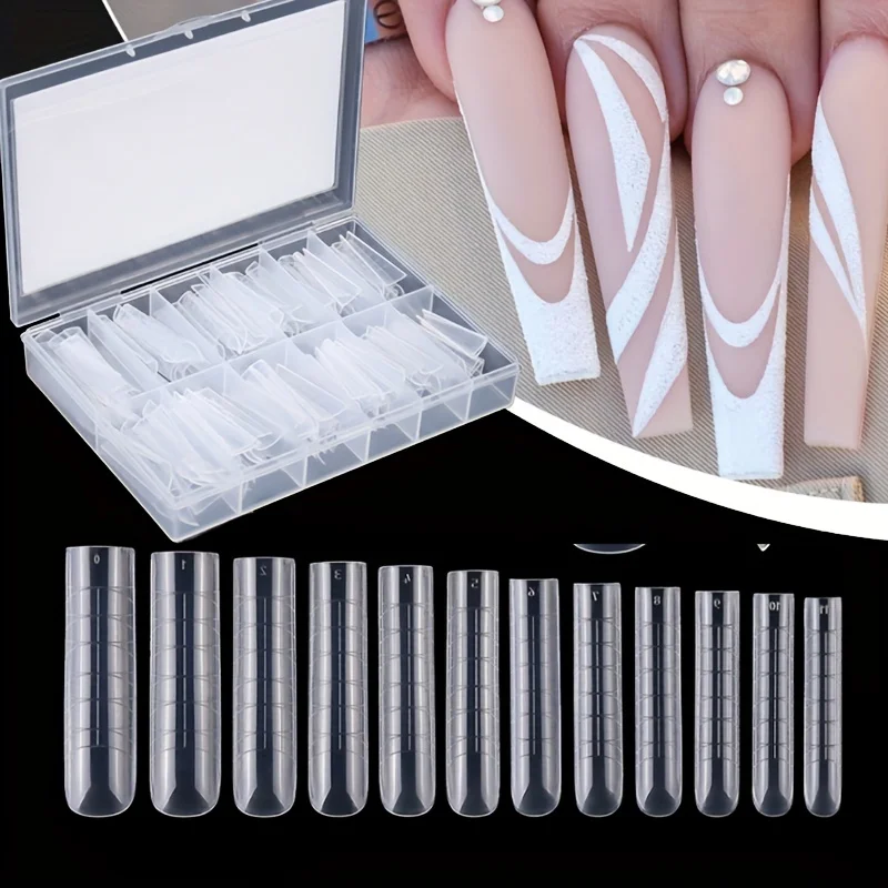 

120 шт. прозрачных типсов для наращивания ногтей (полное покрытие) для УФ-геля и акрила - в комплекте с U-образными наконечниками для наращивания - идеально подходят