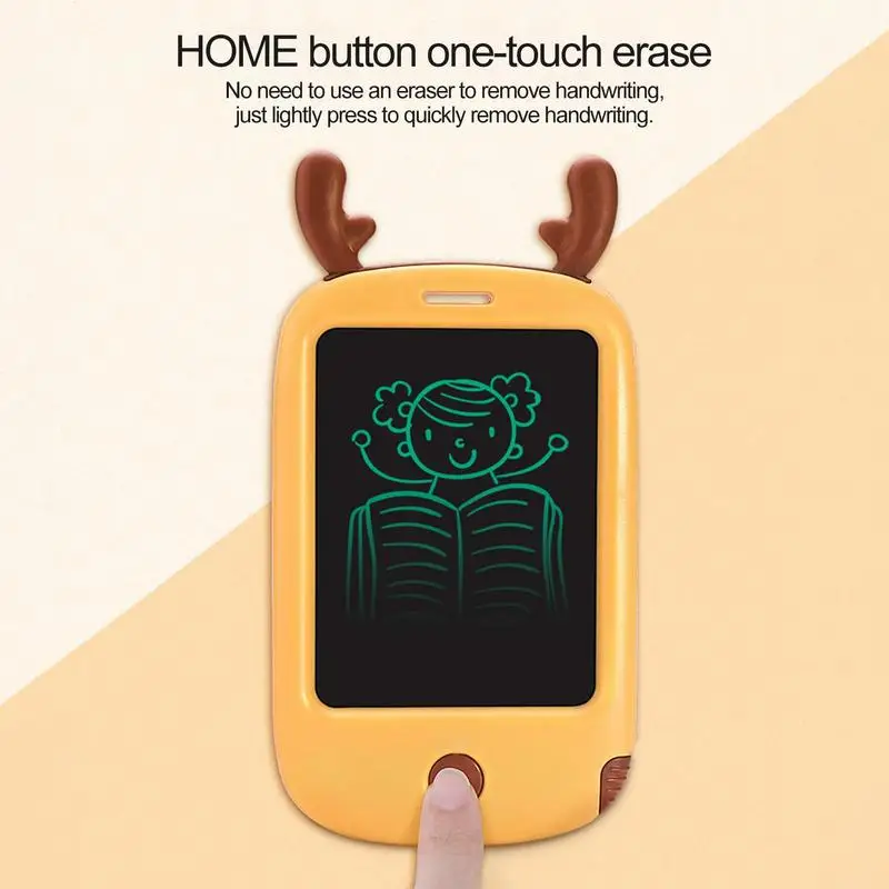 LCD Writing Board 4.4 Inch Cartoon Deer Modeling Children Drawing Board Electronic Graffiti Pad Kids Drawing Tablet Toys