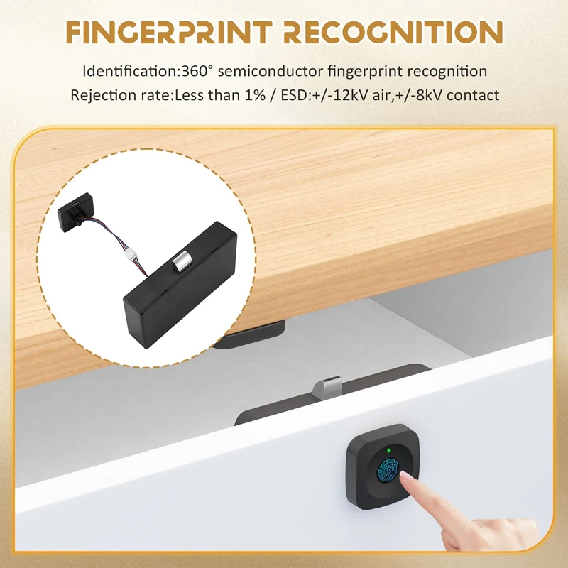 LICG Biometric Fingerprint Lock Black Keyless Cabinet Lock Smart Drawer Locks Smart Drawer Locks Anti-Theft Door Lock