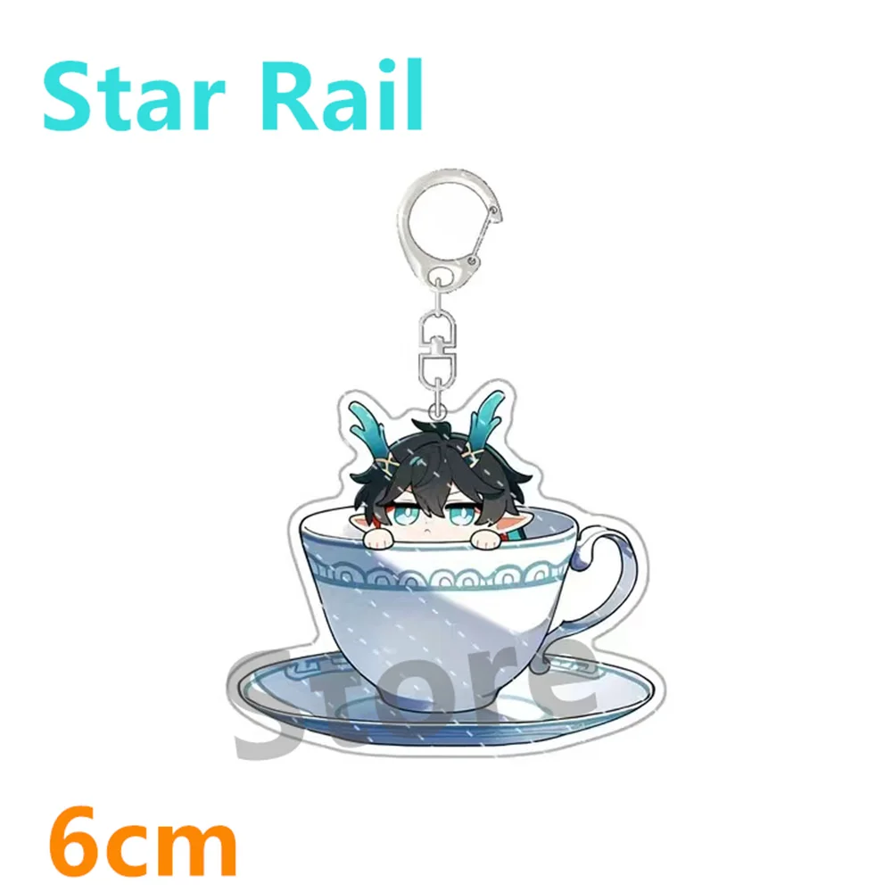 New Anime Honkai: Star Rail Imbibitor Lunae Jingyuan Kafka Teacup Keychain Cute Cartoon Anime Pendant Key Ring Gift