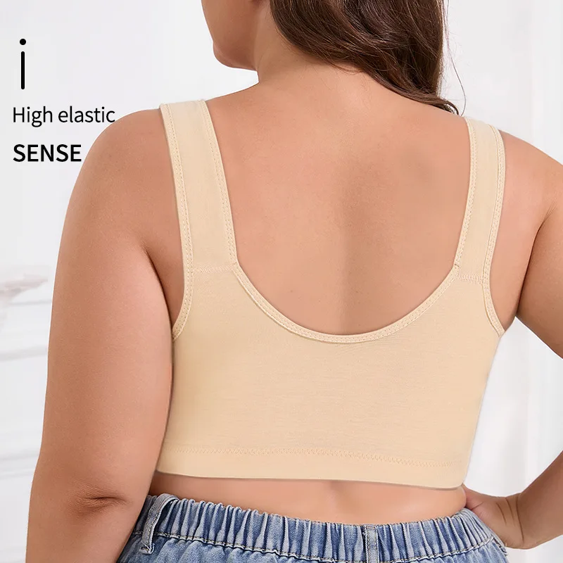 A-G Cup Plus Size Bra Front Buckle Nursing Bra for Women Seamless Wireless Bralette Oversized Ladies Support Gathering Brassiere