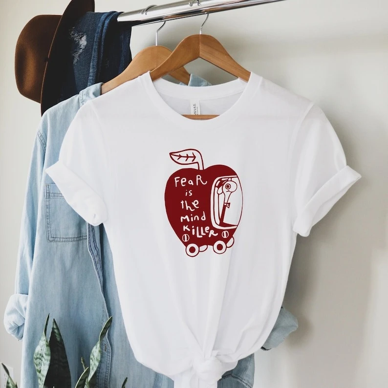 

Fear Is The Mind Killer Design T-Shirt Aesthetic Sandworm Premium Wormy Dune Summer Fashion Casual Comfort Soft Cotton Tees Tops