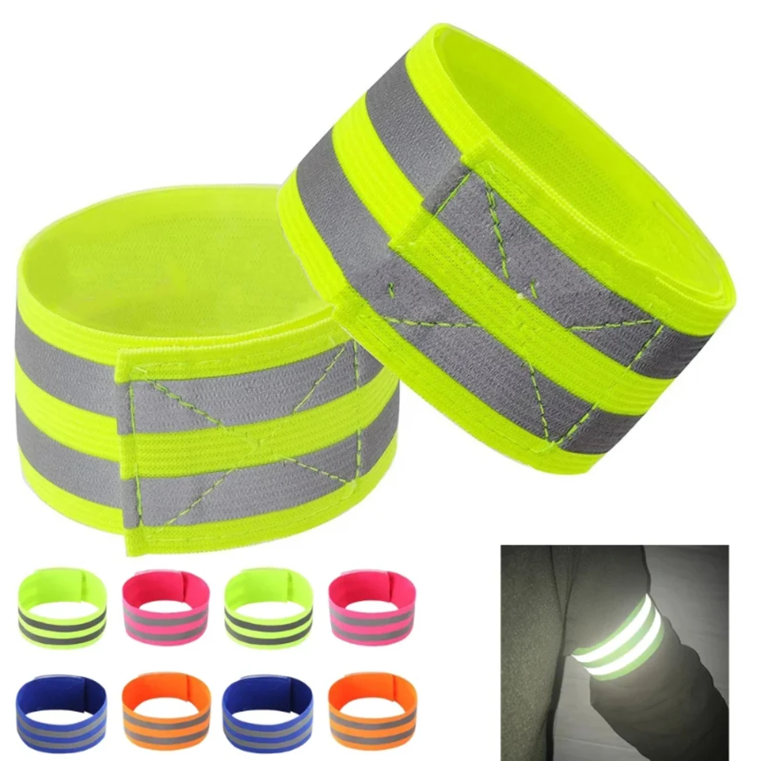 

Running Fishing Cycling Reflective Strips Outdoor Wristband Bike Safety Armband Bicycle Bind Pants Hand Leg Strap Warning Tape